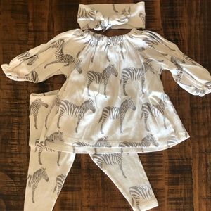 Milkbarn Dress & Legging Zebra Set: 3-6 months